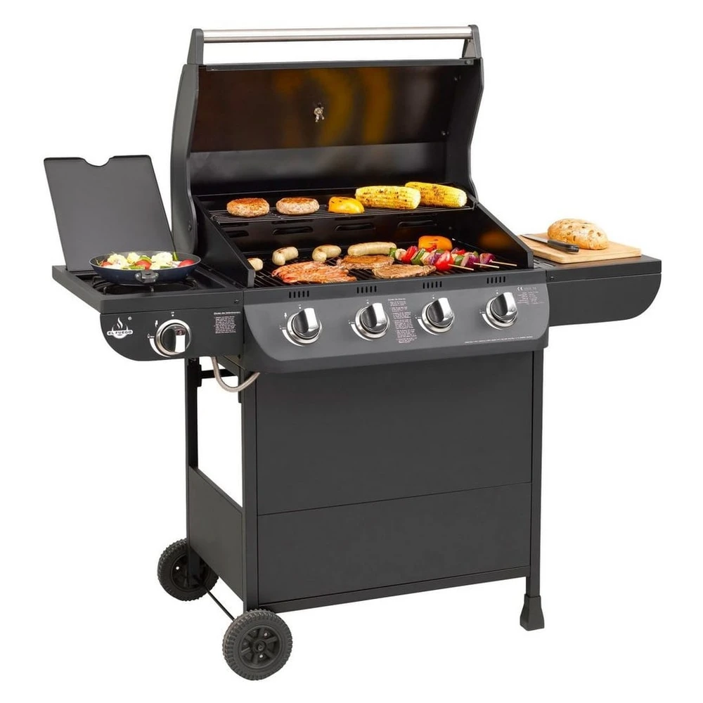 El Fuego Gasgrill Columbus 4+1, 130x58,5x107,5 cm, 5 Brenner, Schwarz