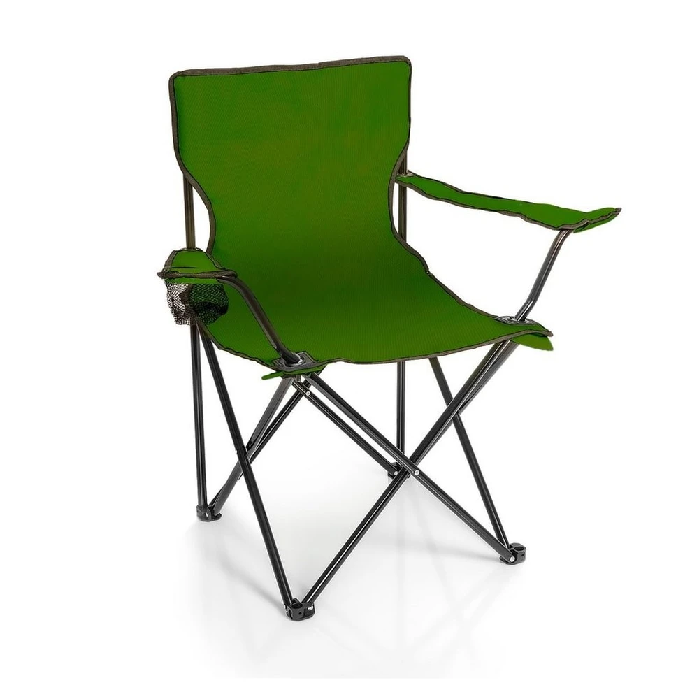 BigDean Campingstuhl, Grün, Klappbar, Getränkehalter, Tragetasche, 120kg