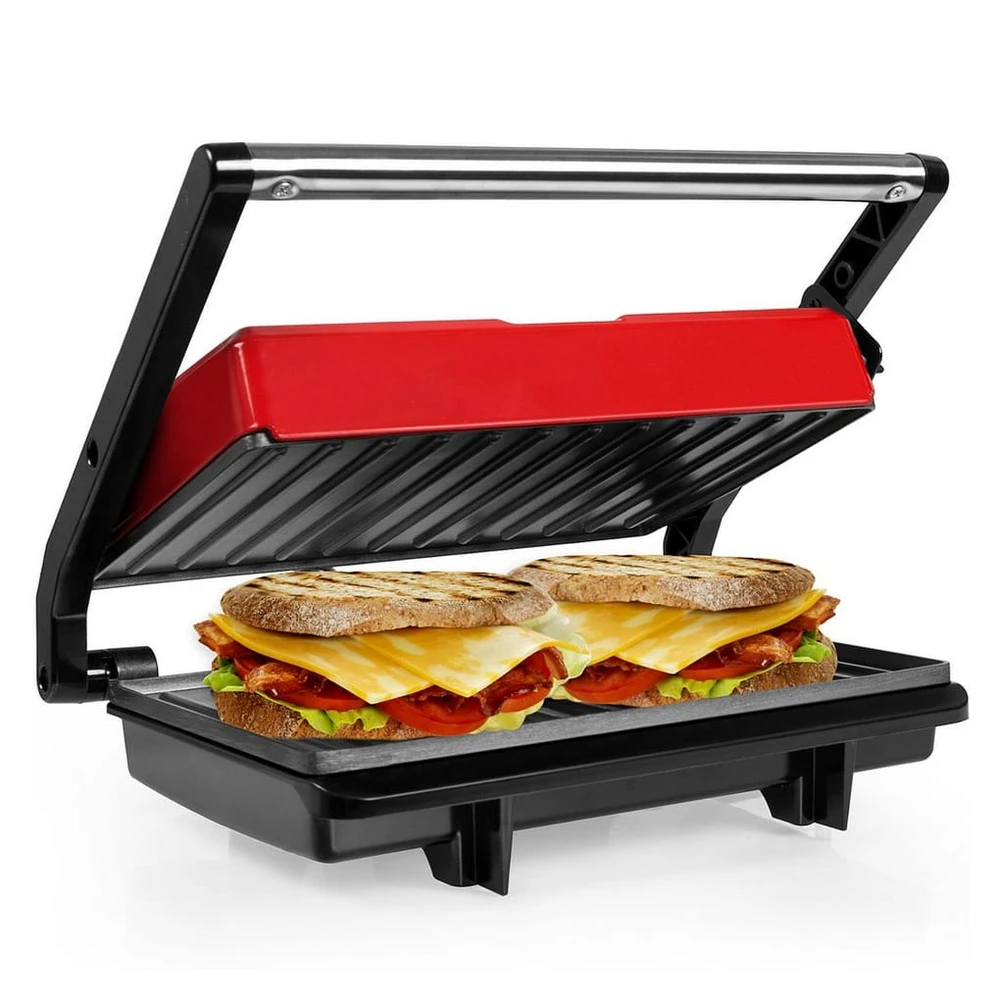 OZAVO Kontaktgrill GL311, 750 W, Antihaftplatten, 26.5x21x8.6cm, Rot