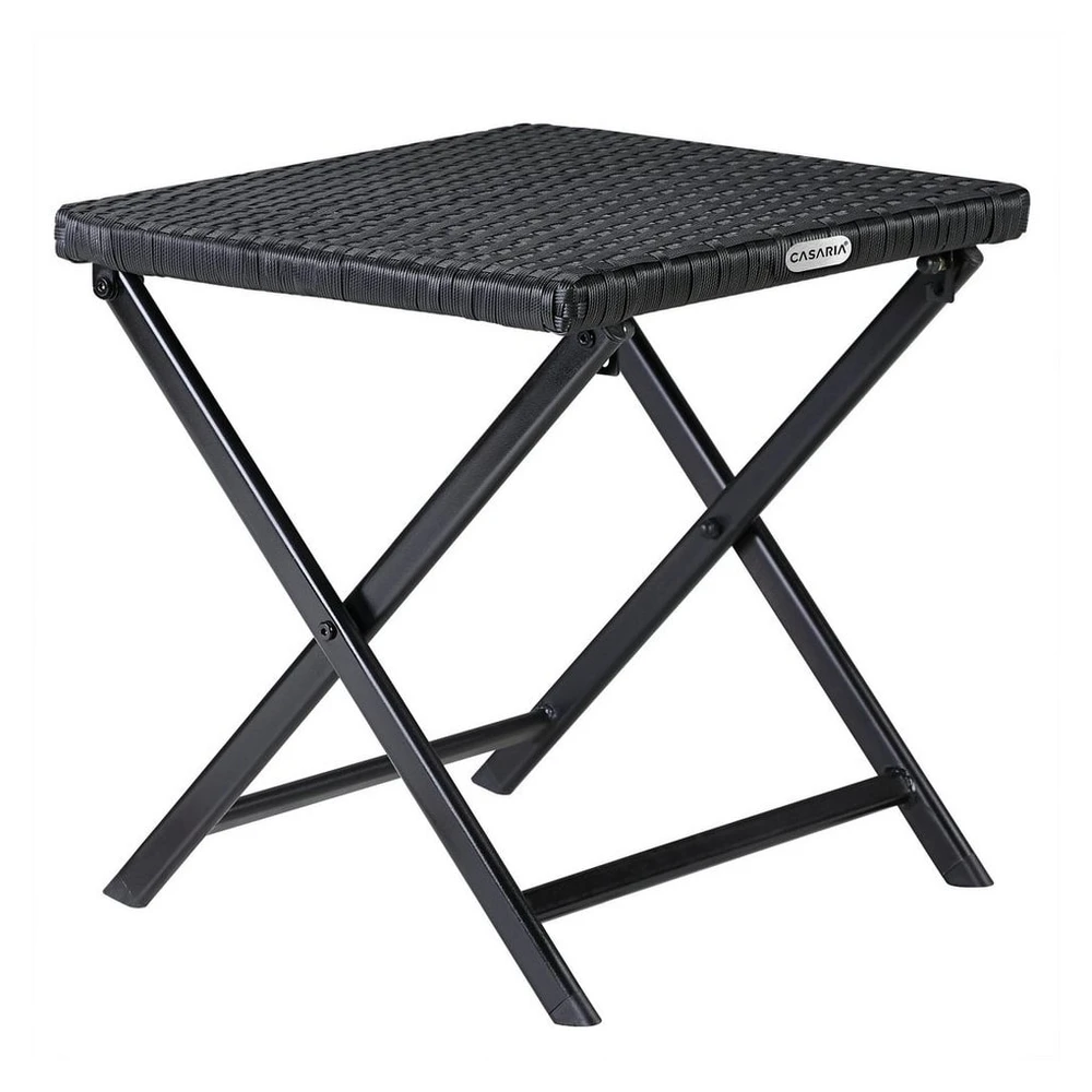 Casaria Klapphocker, Polyrattan, 120kg Belastbarkeit, 43x40x44cm, Schwarz