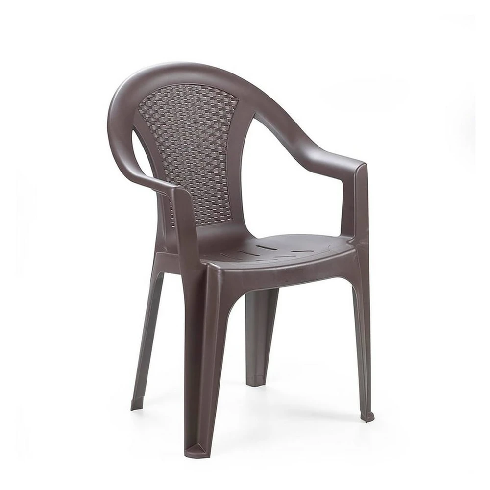 Mojawo Armlehnstuhl Kunststoff Rattan Optik, Mokka, Stapelbar, Wetterfest