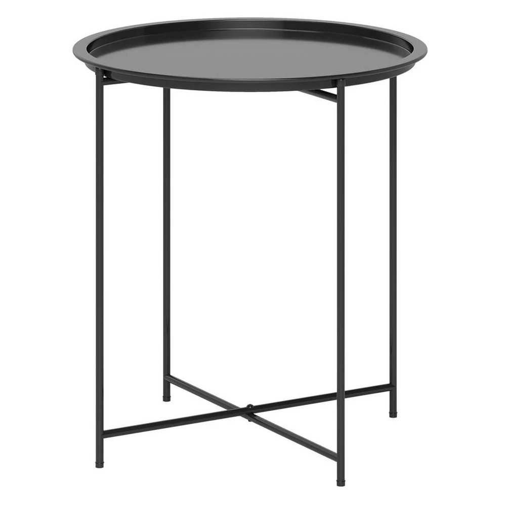 MC Star Gartentisch, runder Stahl, abnehmbares Tablett, faltbar, schwarz
