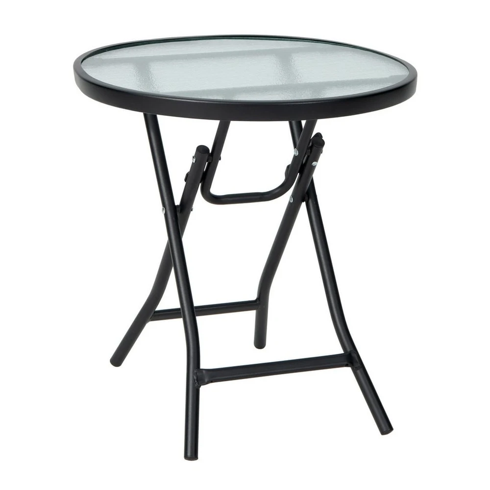COSTWAY Bistrotisch Gartentisch, rund, 46 cm, gehärtetes Glas