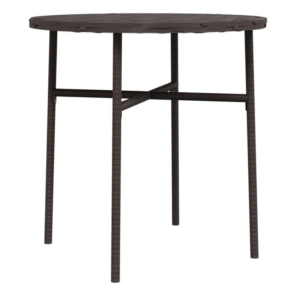 furnicato Gartentisch Rund Braun 45x45 cm, PE-Rattan, Stahl