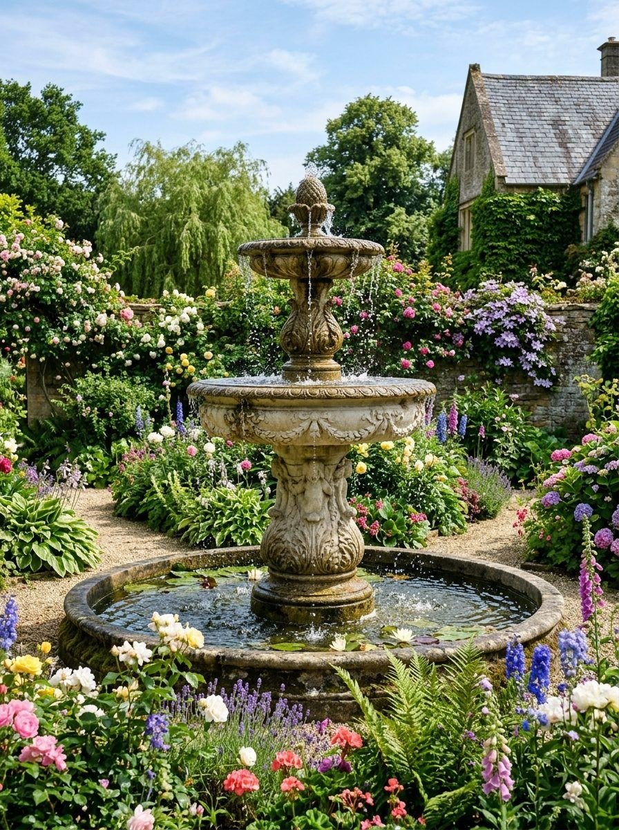 Springbrunnen im Garten: 12 Ideen